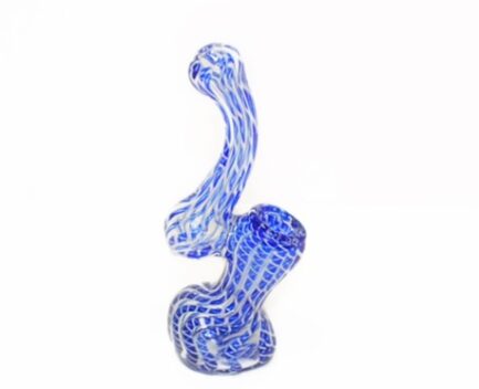 Glass Bubbler Blue & White Striped