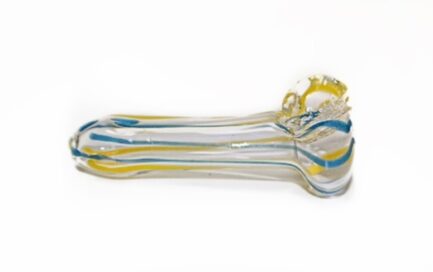 Glass Hand Pipe Blue & Yellow Swirl