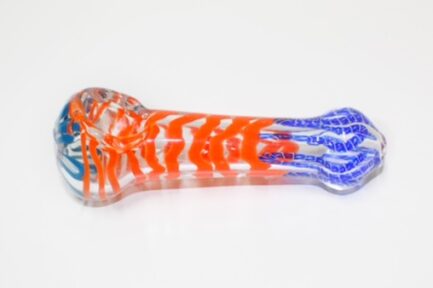 Glass Hand Pipe Orange & Blue Swirl