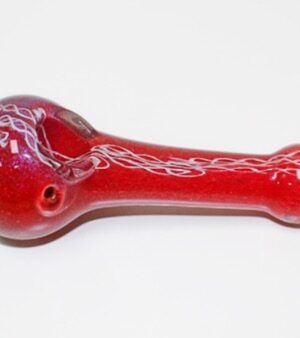 Glass Hand Pipe – Red & White Swirl