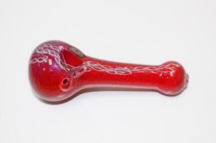 Glass Hand Pipe Red & White Swirl