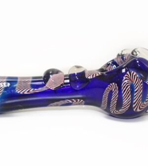 Glass Hand Pipe – Blue & Black Striped