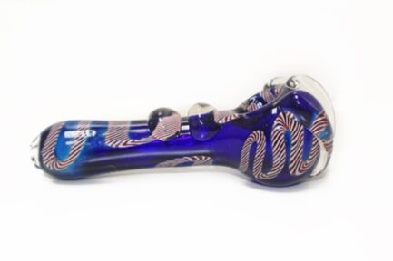 Glass Hand Pipe Striped Blue & Black