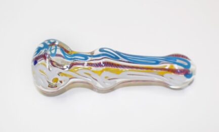 Glass Hand Pipe White & Blue Swirl