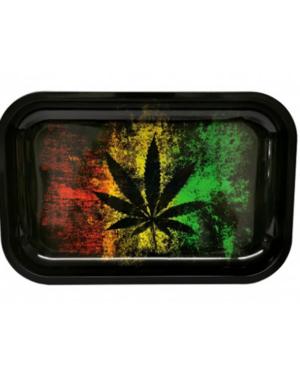 Rasta Weed Plant Metal Rolling Tray